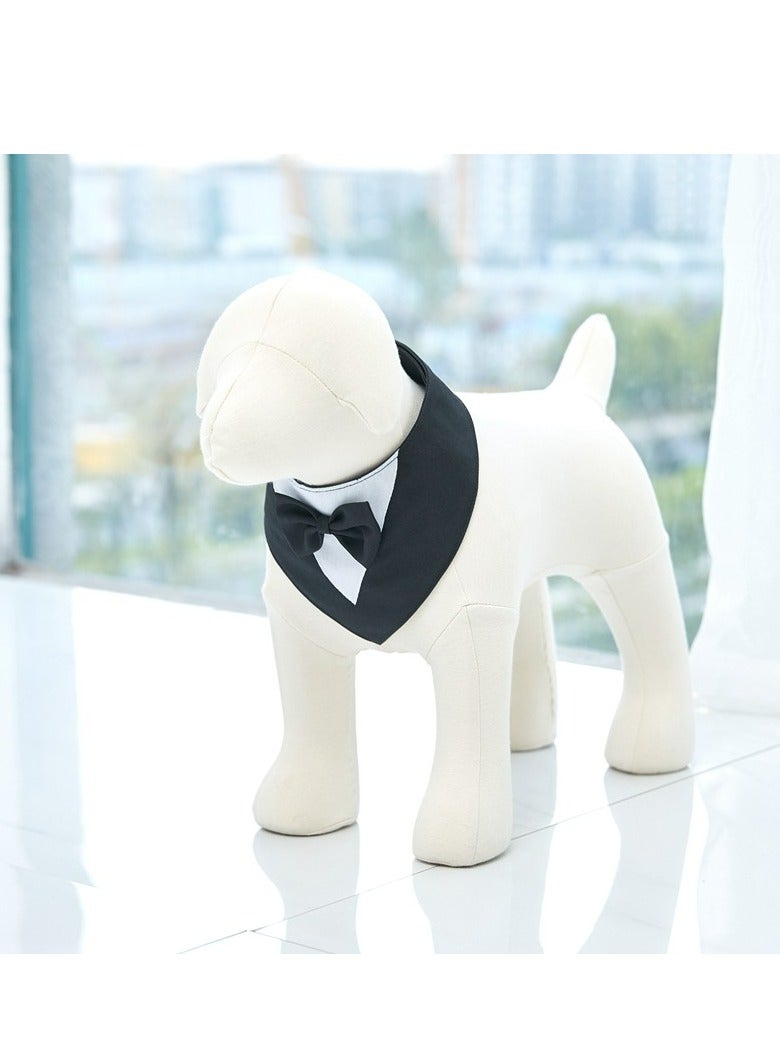 Dog Tuxedo Formal Cat Wedding Bandana Dog Collar with Bow Tie Cat Birthday Costume Valentines Outfit Pet(BLACK-L) - Image 4