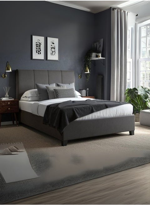 Cloud Nine Upholstered Single Size ( Mattress Size 100 X 200 CM ) Black Color Bed Size 212 W X 108 L CM ( Mattress Sold Separately )