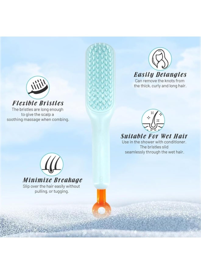 Self Cleaning Hair Brush with Retractable Bristles One Pull Clean Detangling Massage Comb Anti Static Hairbrush for Women Lightweight Travel Size Styling Brush for Long Short Curly Straight Thick and Fine Hair 1 Piece - Image 2