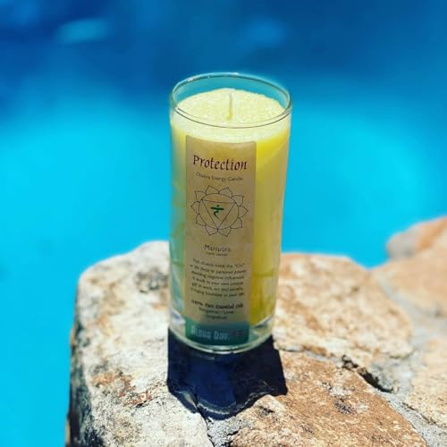 Aloha Bay Premium Scented Candle Hand Made Chakra Energy Jar | 11 Oz Jar | Protection, Manipura| Yoga, Prayer & Meditation Candle | Long Burn 60 Hours | Essential Oils of Bergamot, Lime & Grapefruit | Aloha Bay - Image 2