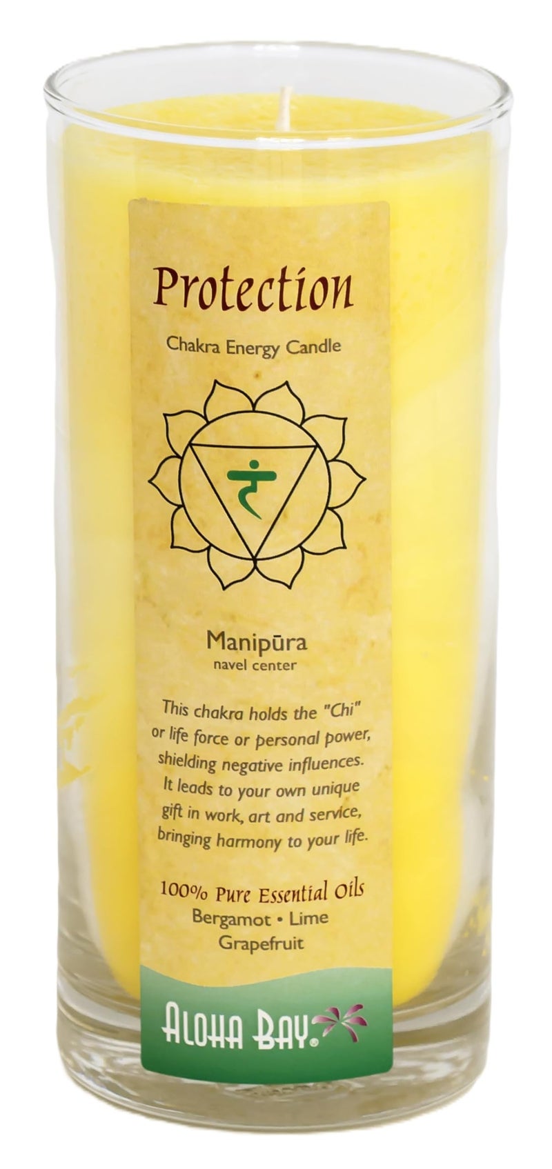 Aloha Bay Premium Scented Candle Hand Made Chakra Energy Jar | 11 Oz Jar | Protection, Manipura| Yoga, Prayer & Meditation Candle | Long Burn 60 Hours | Essential Oils of Bergamot, Lime & Grapefruit | Aloha Bay - Image 1