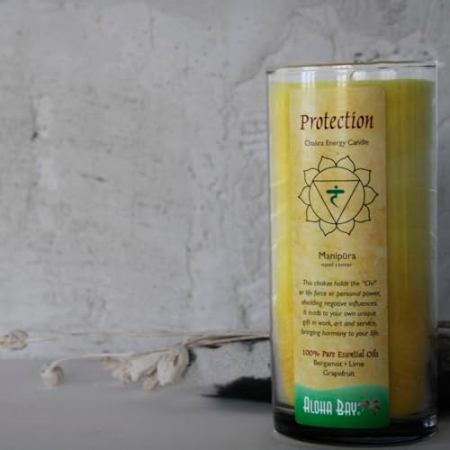 Aloha Bay Premium Scented Candle Hand Made Chakra Energy Jar | 11 Oz Jar | Protection, Manipura| Yoga, Prayer & Meditation Candle | Long Burn 60 Hours | Essential Oils of Bergamot, Lime & Grapefruit | Aloha Bay - Image 5