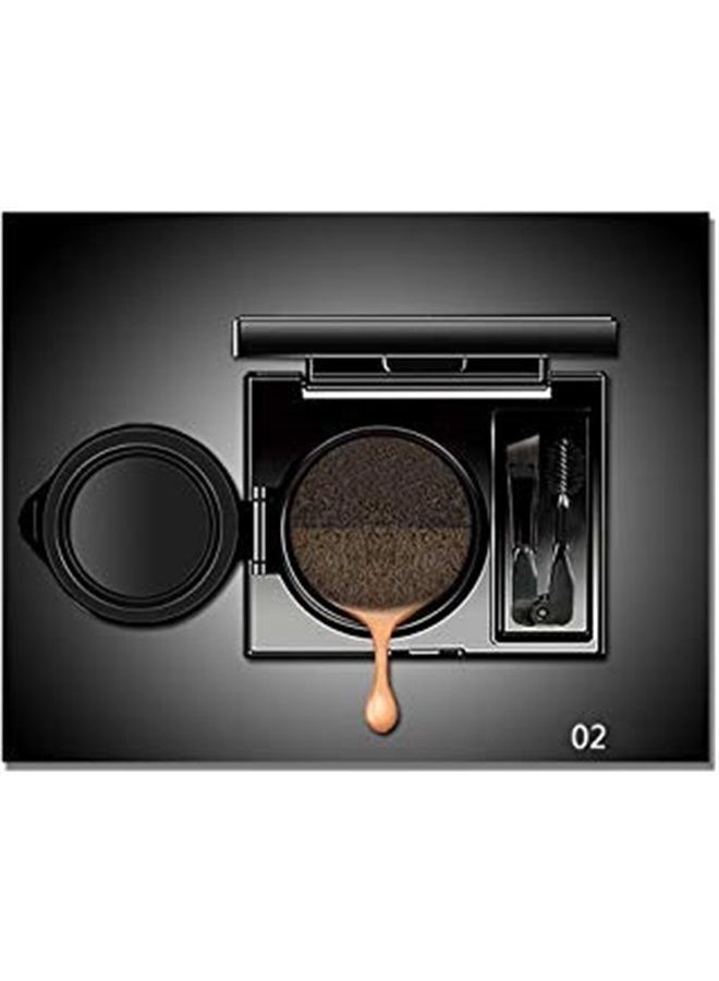 Inspired Capital L 2 Colors Waterproof Air Cushion Eyebrow Cream Powder Eyebrow Makeup Eyebrow powder with duo 2 end eyebrow Brushes (Dark Brow Set) 