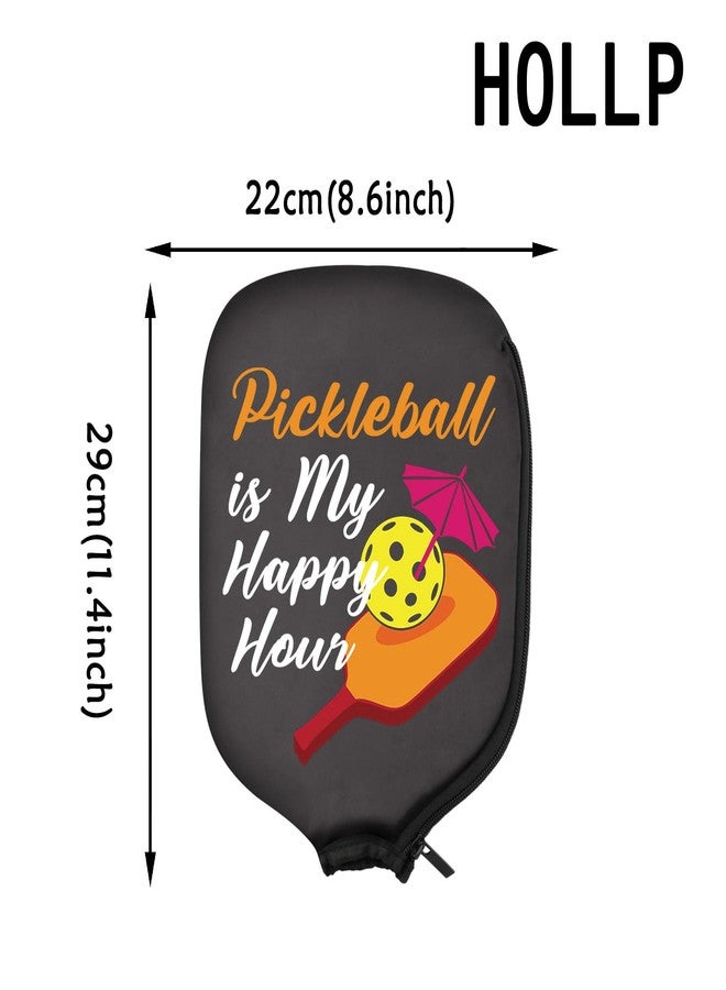 HOLLP 2PC Pickleball Paddle Covers Pickleball is My Happy Hour Pickleball Racket Bag Gift For Pickleball Players (My Happy Hour) - Image 2