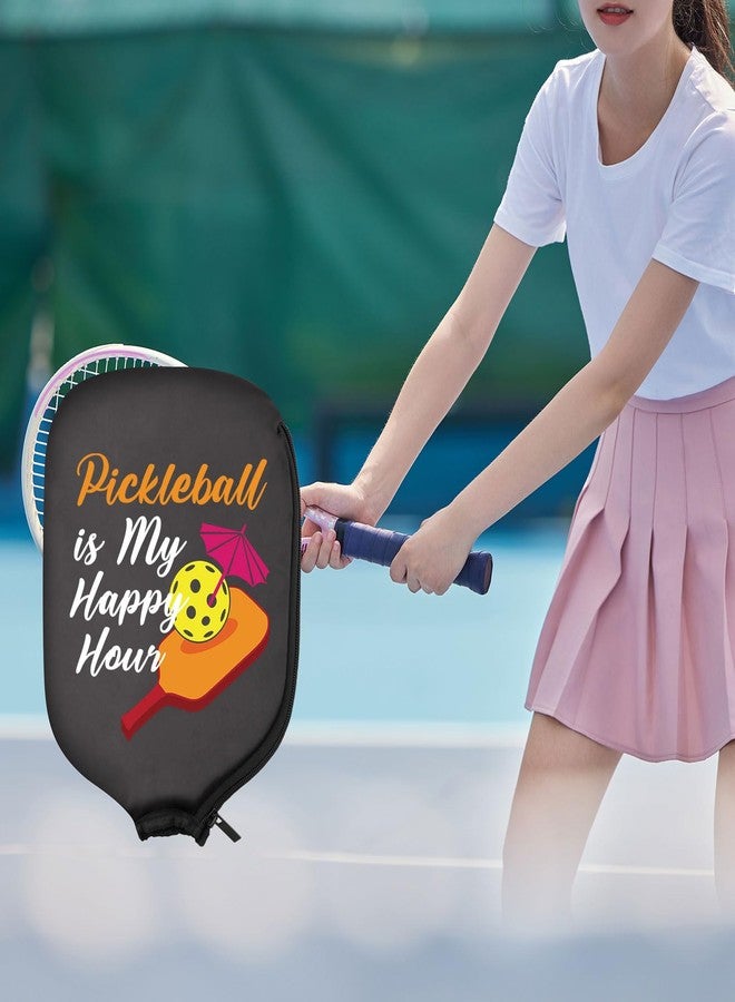 HOLLP 2PC Pickleball Paddle Covers Pickleball is My Happy Hour Pickleball Racket Bag Gift For Pickleball Players (My Happy Hour) - Image 4