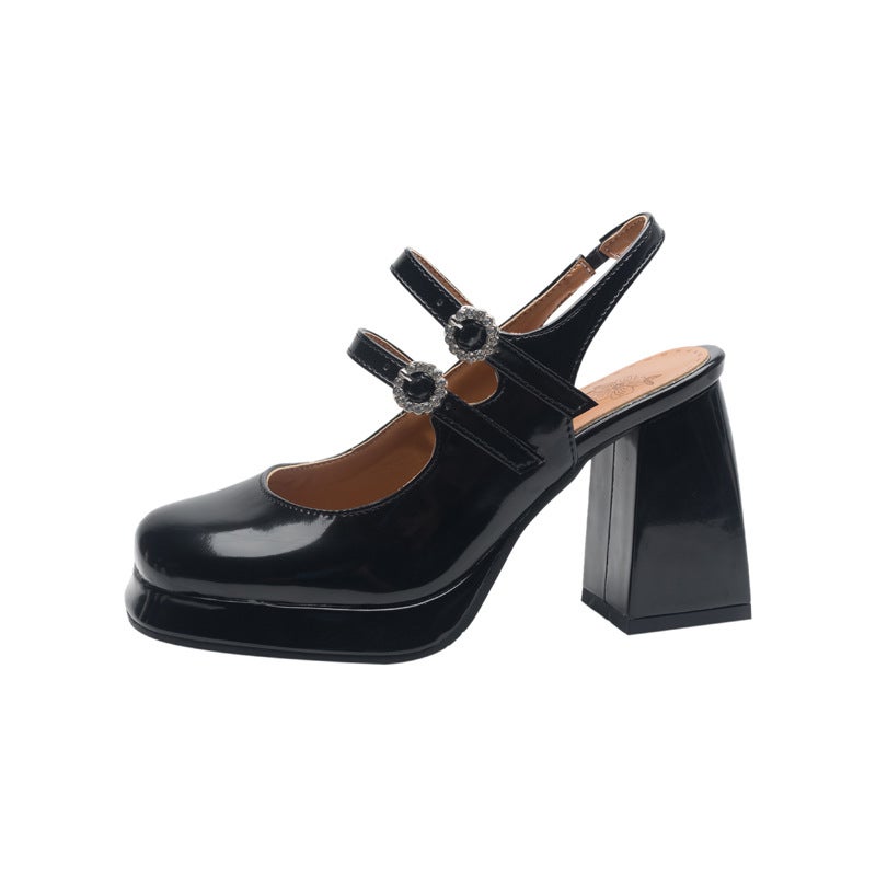 2024 Summer Fashion High Heeled Square Head 32-43 Size Code Buckle Back Empty Sandals For Women - Image 1