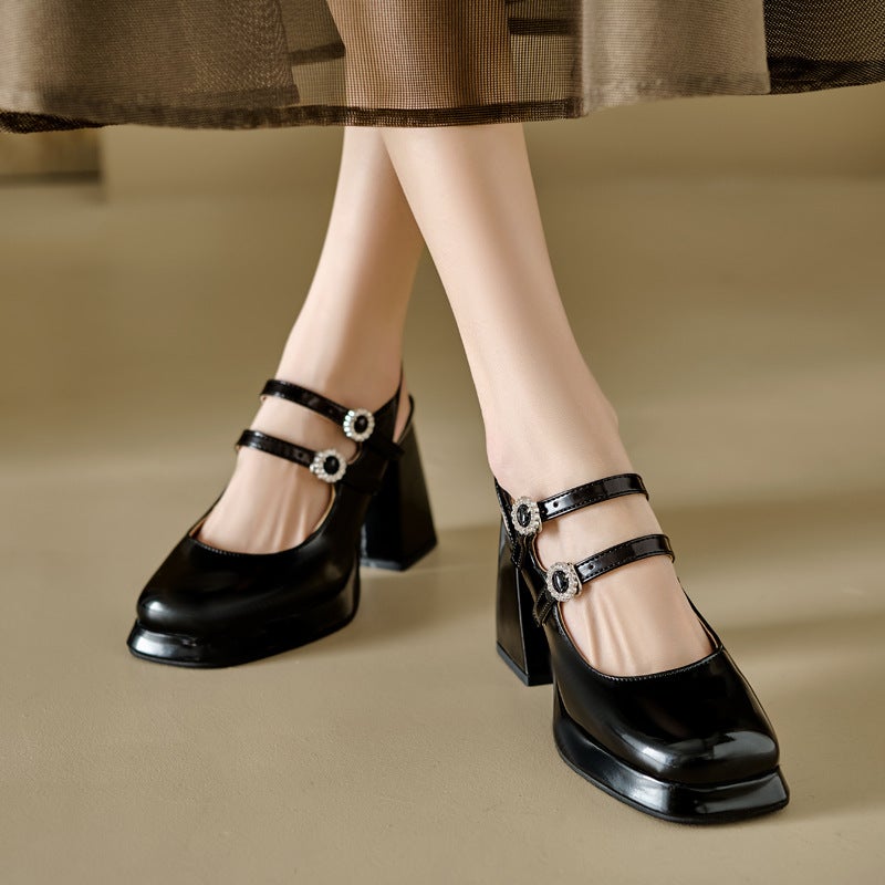 2024 Summer Fashion High Heeled Square Head 32-43 Size Code Buckle Back Empty Sandals For Women - Image 5