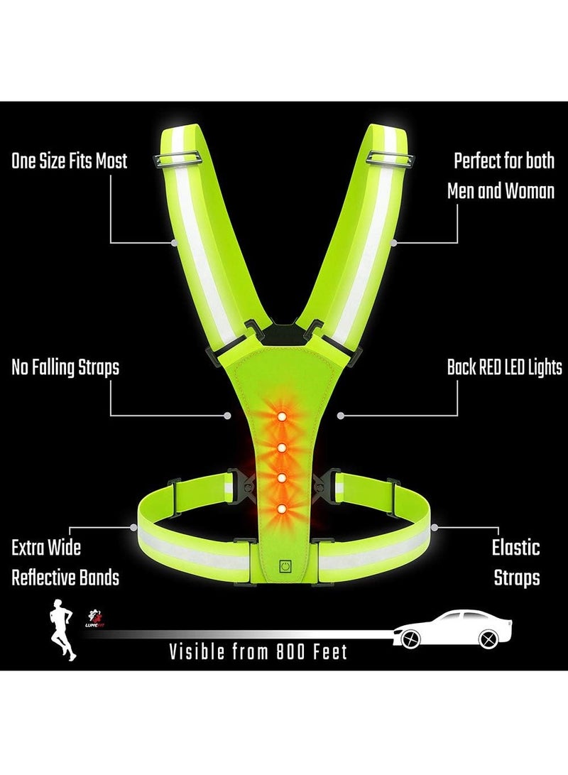 Generic LED Reflective Vest Running Gear 360° High Visibility Running Vest with Adjustable Waist Shoulder  Running Lights for Runners Night Jogging Running Dog Walking Cycling  - Image 3