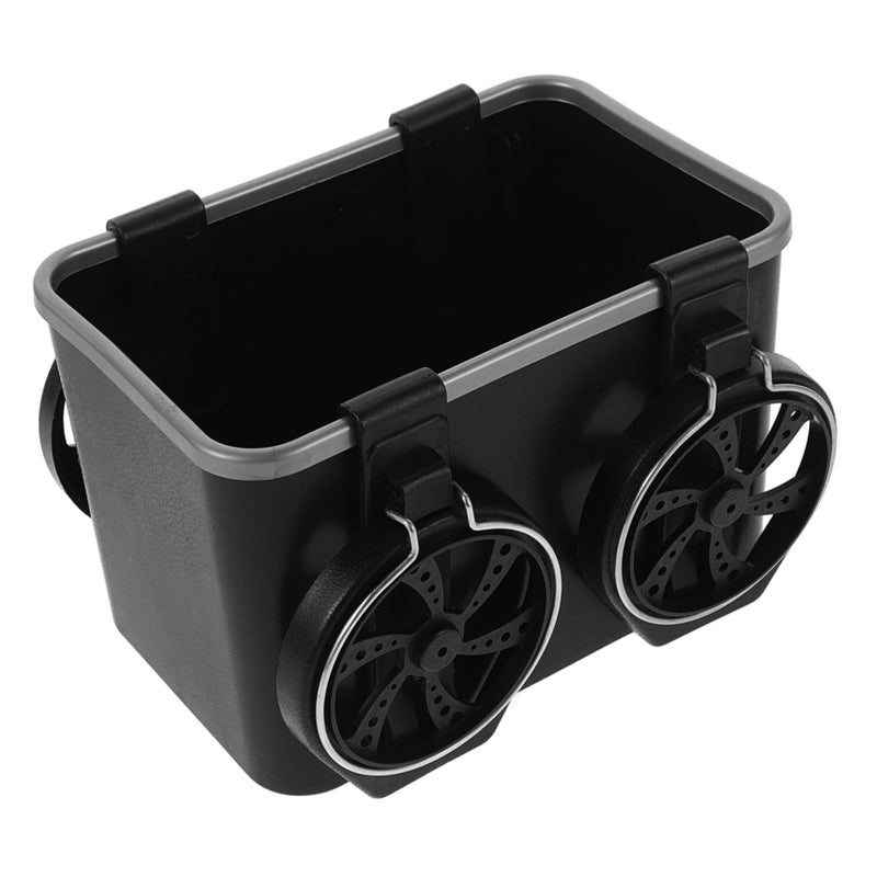 Car Armrest Organizer with Cup Holder and Tissue Box Storage for Vehicle Center Console Black - Image 2