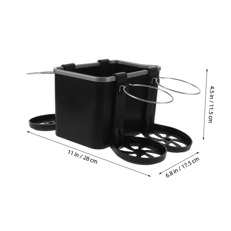 Car Armrest Organizer with Cup Holder and Tissue Box Storage for Vehicle Center Console Black - Image 3