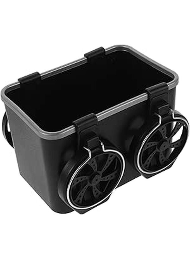 Car Armrest Organizer with Cup Holder and Tissue Box Storage for Vehicle Center Console Black - Image 1