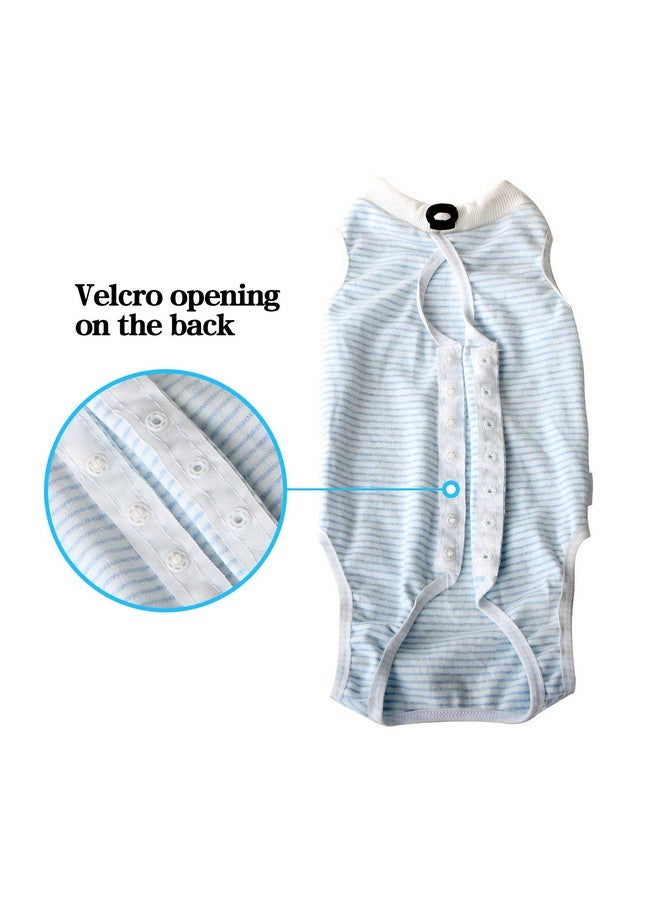 oUUoNNo oUUoNNo Cat Wound Surgery Recovery Suit for Abdominal Wounds or Skin Diseases, After Surgery Wear, Pajama Suit, E-Collar Alternative for Cats (L, Stripe Blue)  - Image 2