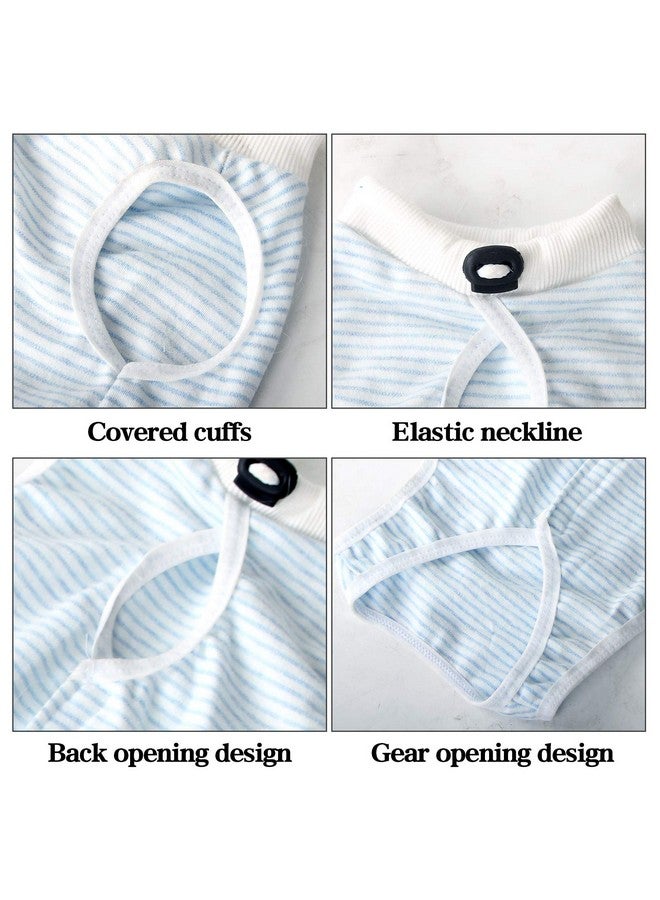 oUUoNNo oUUoNNo Cat Wound Surgery Recovery Suit for Abdominal Wounds or Skin Diseases, After Surgery Wear, Pajama Suit, E-Collar Alternative for Cats (L, Stripe Blue)  - Image 3