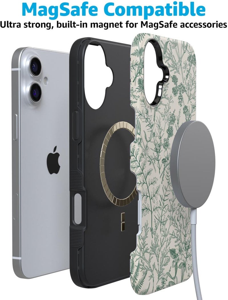 Casely iPhone 16 Case | Sage Garden | Green Floral | Bold Protective Design | Compatible with MagSafe - Image 5