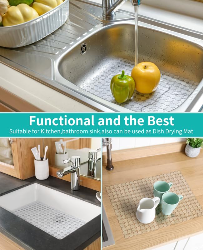 Bligli 2-Pack Kitchen Sink Mat: PVC Adjustable Sink Protector | Sink liner Pad | Dish Drying Mats, Easy to Clean & DIY Cut | 15.7 x 11.8 inch (Clear) - Image 3