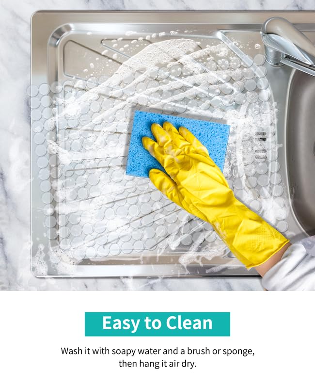 Bligli 2-Pack Kitchen Sink Mat: PVC Adjustable Sink Protector | Sink liner Pad | Dish Drying Mats, Easy to Clean & DIY Cut | 15.7 x 11.8 inch (Clear) - Image 2