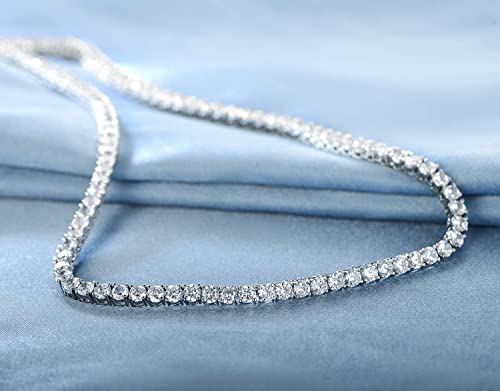 Gemsme 18K White Gold Plated 3.0mm Round Cubic Zirconia Classic Tennis Necklace For Women 20 Inch - Image 5