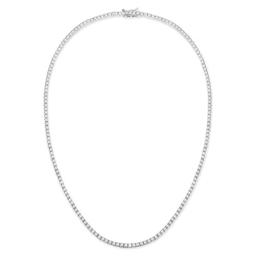 Gemsme 18K White Gold Plated 3.0mm Round Cubic Zirconia Classic Tennis Necklace For Women 20 Inch - Image 1