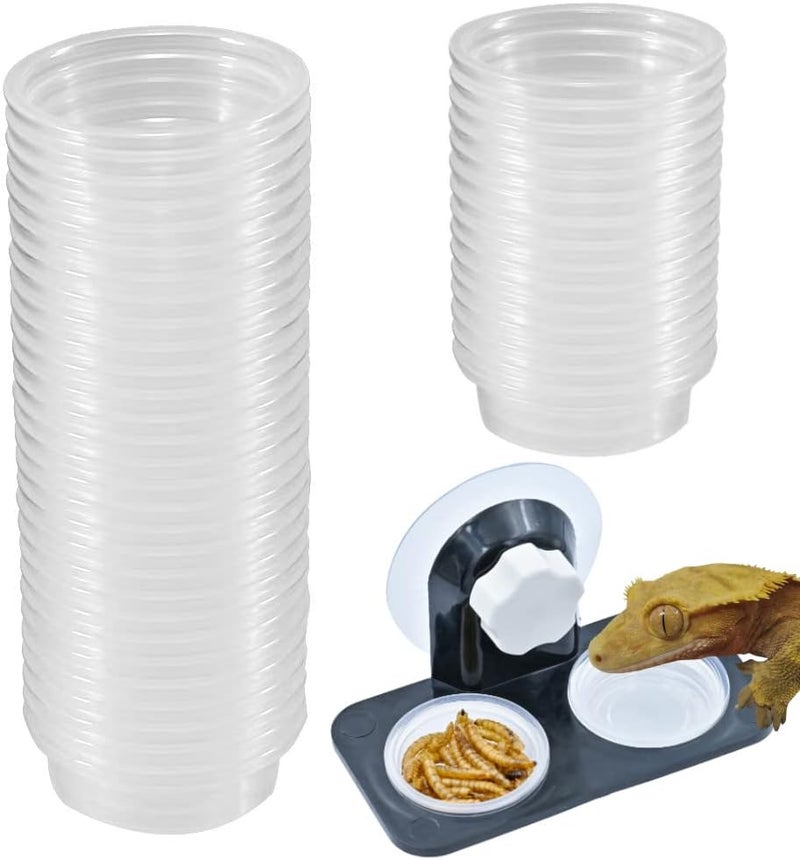MRTIOO 100 Cups + Feeding Ledge [Non-Suction Cup], Reptile Amphibian Food Bowls and Water Dish for Crested Gecko, Lizard Or Other Small Pet Feeder Ledge Accessories Supplies - 0.5oz Cups 100 pcs - Image 1