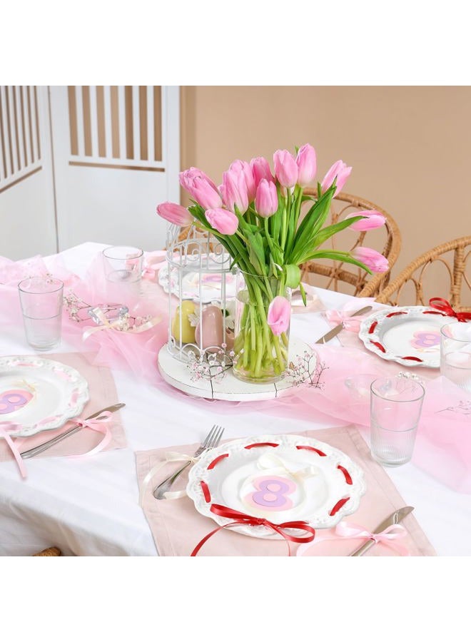 FoldTier 4 Pack Valentine's Day Heart Ceramic Plate 6 Inch White Porcelain Dessert Salad Plate Love Heart Serving Dishes with Ribbon for Valentines Day Wedding Anniversary Party Supplies - Image 4