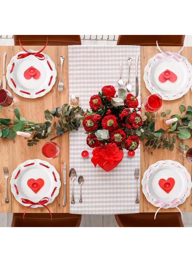 FoldTier 4 Pack Valentine's Day Heart Ceramic Plate 6 Inch White Porcelain Dessert Salad Plate Love Heart Serving Dishes with Ribbon for Valentines Day Wedding Anniversary Party Supplies - Image 5
