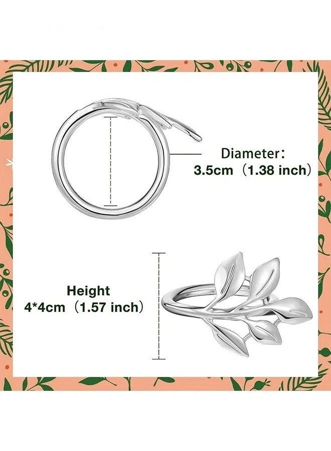 Angola Panda 10 Pcs silvery Napkin Rings Set, Leaf Napkin Rings, for Wedding Decorations, Napkins Rings, Dinner Napkins, silvery Fall Napkin Rings, Metal Napkin Holders for Cloth Napkins, Autumn Easter Napkin Rings，Modern design ring frame metal semi-circular napkin clip metal decoration, suitable for dining table arrangement kitchen dinner party wedding - Image 2