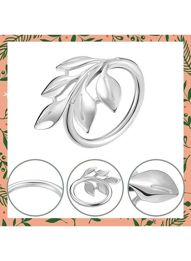 Angola Panda 10 Pcs silvery Napkin Rings Set, Leaf Napkin Rings, for Wedding Decorations, Napkins Rings, Dinner Napkins, silvery Fall Napkin Rings, Metal Napkin Holders for Cloth Napkins, Autumn Easter Napkin Rings，Modern design ring frame metal semi-circular napkin clip metal decoration, suitable for dining table arrangement kitchen dinner party wedding - Image 3