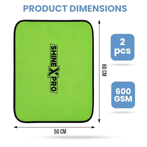 ShineXPro Microfiber Cleaning Cloth - 600 GSM Extra Large (60x50 cm) Microfiber Cloth for Car Cleaning - Ultra-Absorbent & Scratchless Drying, Single Side Twisted Loop Car Cleaning Clothes (2 Pack) - Image 2