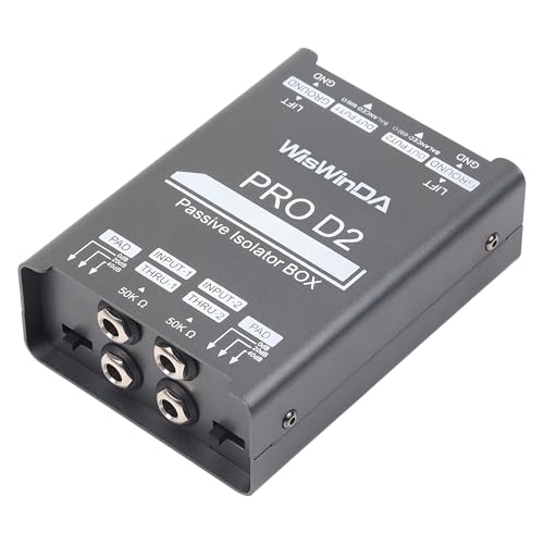 WisWinDa Pro Di-2 Passive Stereo Direct Box With 3-Level PAD Switch Dual Channel XLR Input 1/4” Output Low Distortion Free Phase Distortion for Musical Instruments (Pro Di-2 Gray) - Image 1