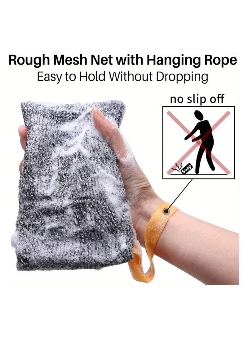 Ucanbe 6-Pack Exfoliating Soap Saver Pouches, Mesh Soap Scrubbers with Hanging Rope, Foaming Bath Soap Nets for Shower, Skin Exfoliation & Soap Preservation  - Image 3