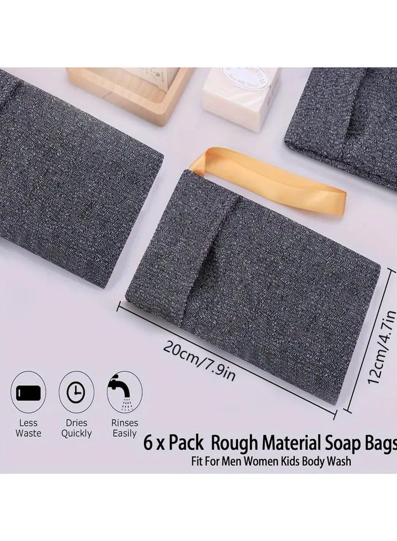 Ucanbe 6-Pack Exfoliating Soap Saver Pouches, Mesh Soap Scrubbers with Hanging Rope, Foaming Bath Soap Nets for Shower, Skin Exfoliation & Soap Preservation  - Image 4