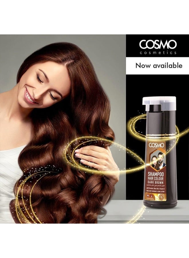 COSMO شامبو صبغة شعر بني داكن VIP للجنسين 180 مل - Image 3