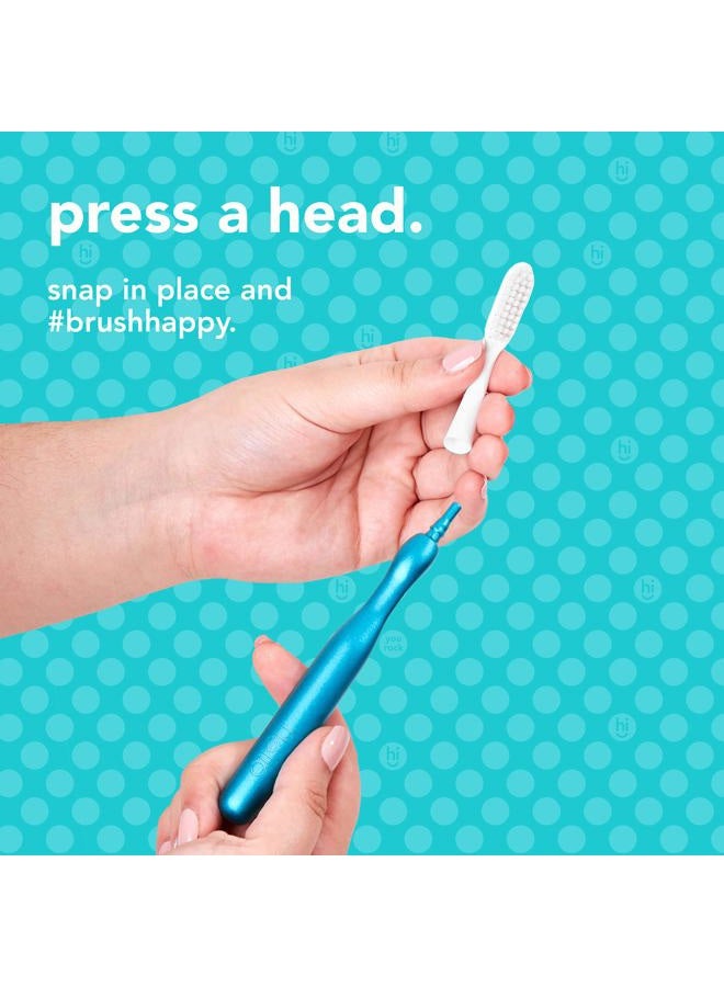 Hello Manual Adult Toothbrush With Reusable Blue Modern Aluminum Handle & 4 Soft Replacement Heads, Bpa-free, 4 count - Image 5