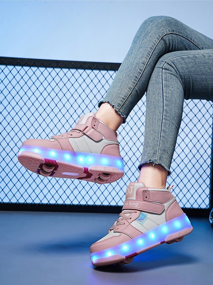 Kidsren'S Heelys Shoes Four-Wheel Breathable Led Light-Emitting Shoes For Boys And Girls Outdoor Sports Skates Cheap - Image 5