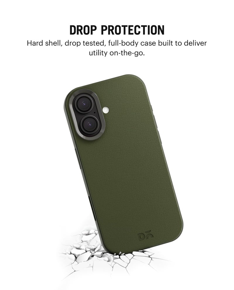 DailyObjects Leatherite Case for iPhone 16 Plus Compatible with Mag-Safe Wireless Charging | Green-Olive Hybrid Magnetic Back Cover - Image 4