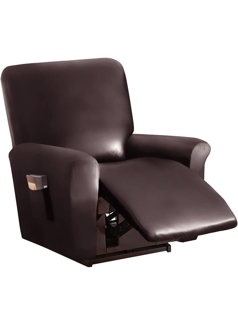 Aikanbo 4 Pieces Waterproof PU Leather Recliner Slipcovers Stretch Soft Sofa Couch Cover with Pocket Anti-Slip Furniture Protector with Elastic Bottom for Kids Pets - Image 1