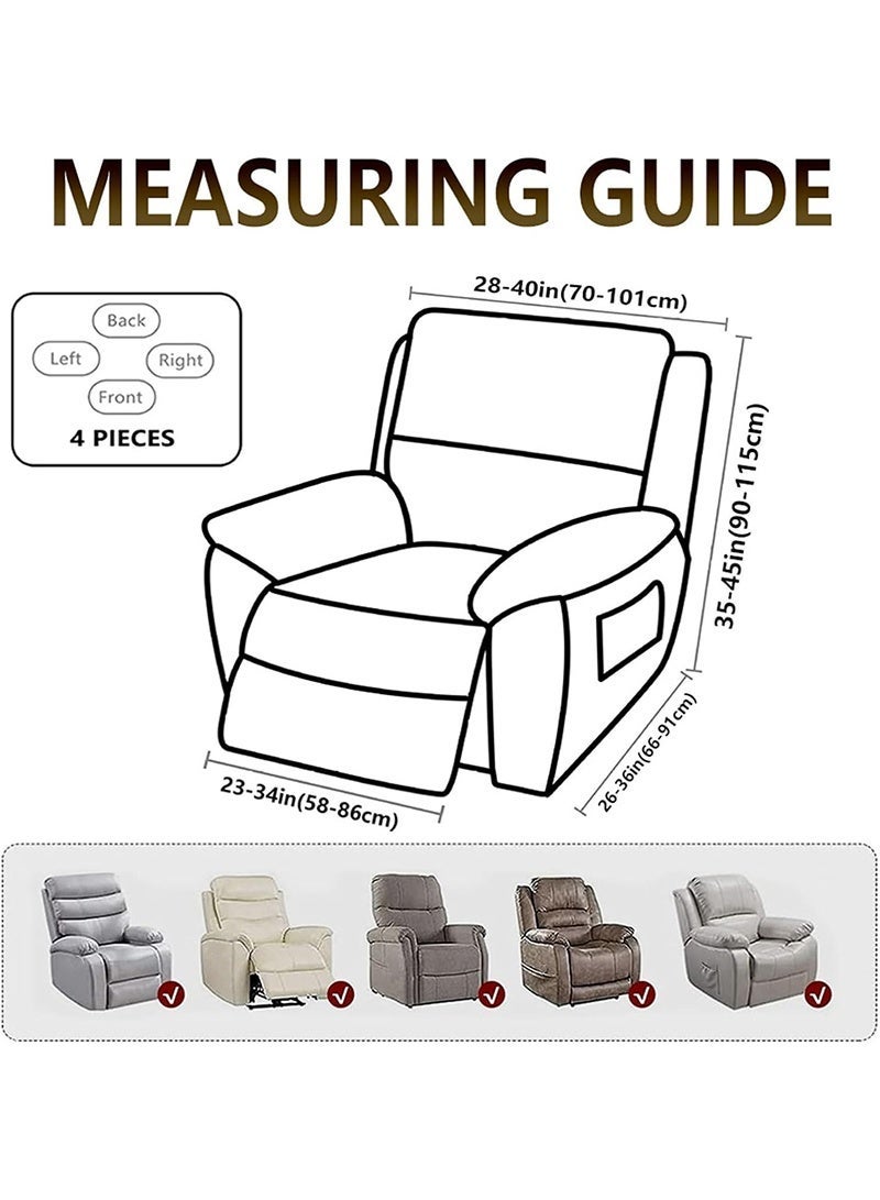 Aikanbo 4 Pieces Waterproof PU Leather Recliner Slipcovers Stretch Soft Sofa Couch Cover with Pocket Anti-Slip Furniture Protector with Elastic Bottom for Kids Pets - Image 3