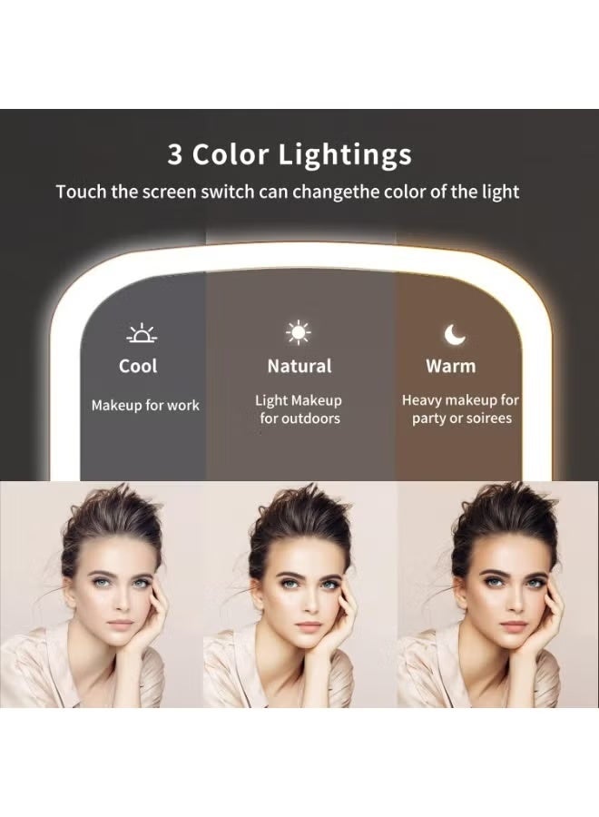 NAMA Mirror with light, 3 color modes, adjustable brightness, lighted mirror, easy to carry, lightweight, rechargeable, makeup mirror, portable, multicolor - Image 2