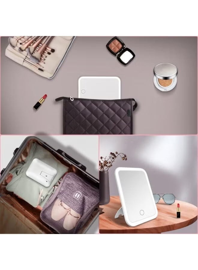 NAMA Mirror with light, 3 color modes, adjustable brightness, lighted mirror, easy to carry, lightweight, rechargeable, makeup mirror, portable, multicolor - Image 4