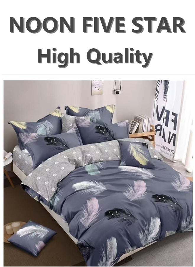 All-in-One King Bed Set 220x240cm: 6PCS Duvet Cover 4Pillow Cover 1 Deep Pocket Fitted Sheet
