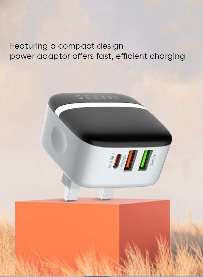 SEEKEN 32W Type-C-TO C Portable Fast Charger Home Charger Adapter - Black | Fast Charging | Campatible with Iphone and Samsung | 3 in 1 | Compact | Power Delivery | Premium Design | High-Quality. - Image 4