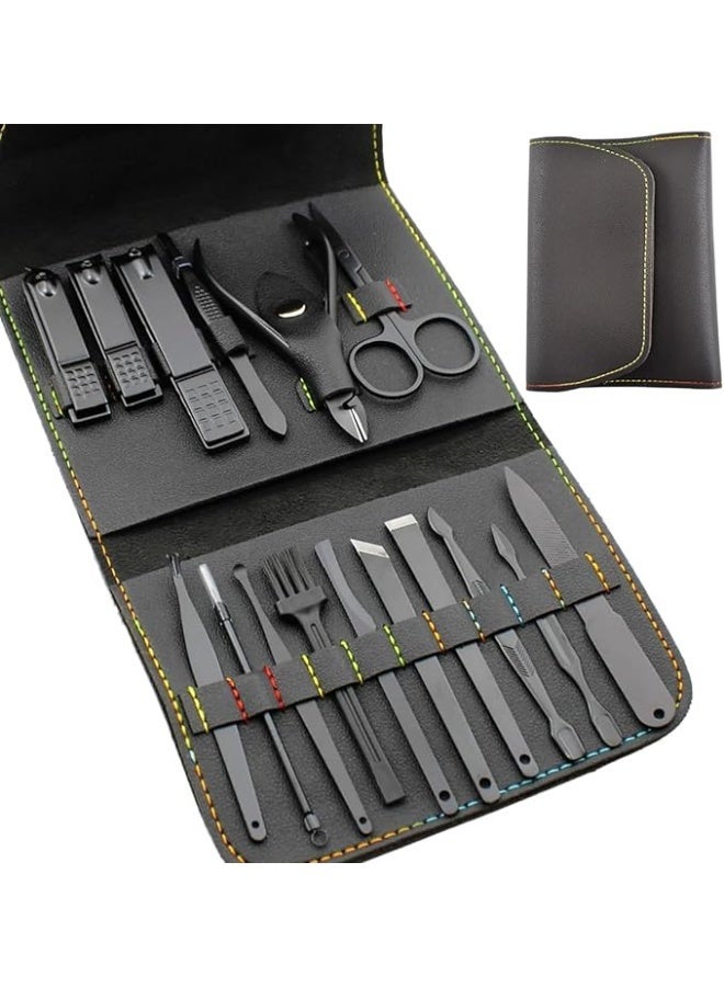 Sky-Touch Nail Clipper Set 16pcs, Manicure Set Stainless Steel Professional Nail Clippers Pedicure Tools For Hand Foot & Face Care Gift For Men Women Friends And Parents - Image 1