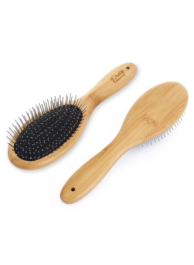 Molain Dog Grooming Brush - 20mm Stainless Steel Round Pins, Bamboo Handle, No Scratch Brush for All Hair Types (1Pc) - Image 1