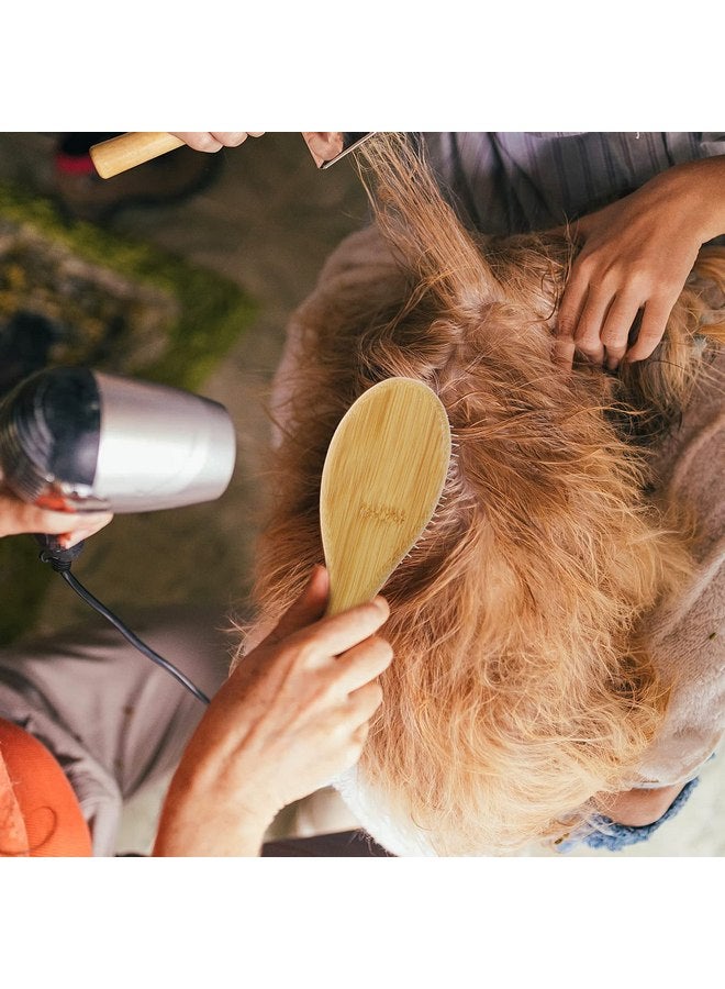 Molain Dog Grooming Brush - 20mm Stainless Steel Round Pins, Bamboo Handle, No Scratch Brush for All Hair Types (1Pc) - Image 5