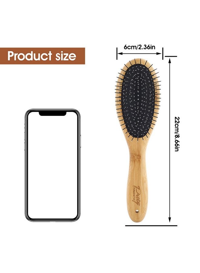 Molain Dog Grooming Brush - 20mm Stainless Steel Round Pins, Bamboo Handle, No Scratch Brush for All Hair Types (1Pc) - Image 4