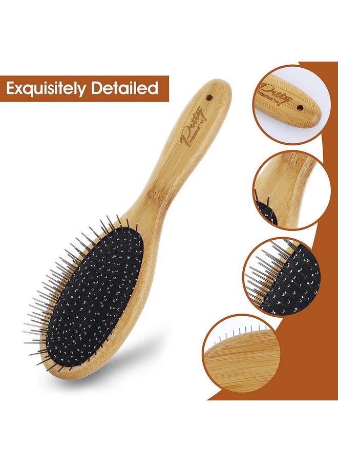Molain Dog Grooming Brush - 20mm Stainless Steel Round Pins, Bamboo Handle, No Scratch Brush for All Hair Types (1Pc) - Image 3