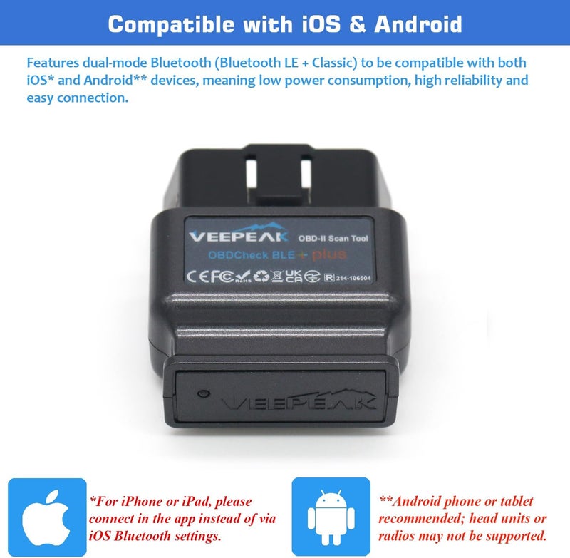 فيبيك أداة فحص OBD2 من OBDCheck BLE+ Bluetooth 4.0، مناسبة لأنظمة iOS وAndroid، وتعمل كأداة لقراءة أكواد التشخيص للسيارات من نوع OBDII/EOBD. - Image 4