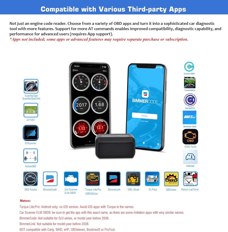 فيبيك أداة فحص OBD2 من OBDCheck BLE+ Bluetooth 4.0، مناسبة لأنظمة iOS وAndroid، وتعمل كأداة لقراءة أكواد التشخيص للسيارات من نوع OBDII/EOBD. - Image 3