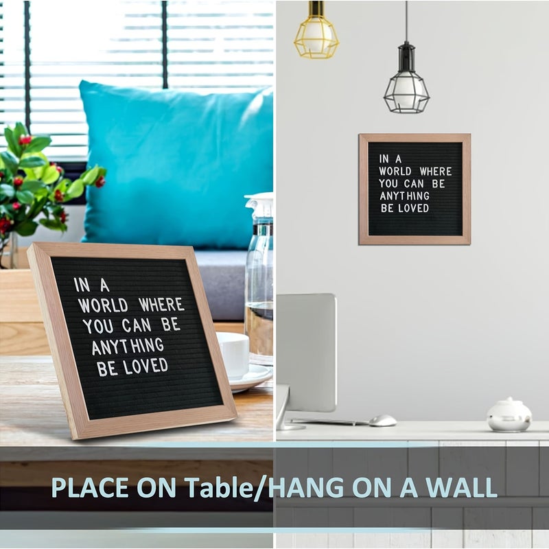 Black Felt Letter Board 10x10 Inch with 247 Adjustable Letters Numbers Symbols - Image 1