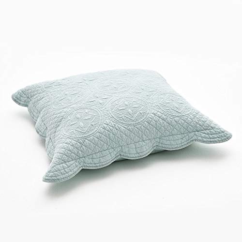 Calla Angel Sage Garden Luxury Pure Cotton Quilted Pillow Sham, Euro, 26x26, Light Aqua - Image 2